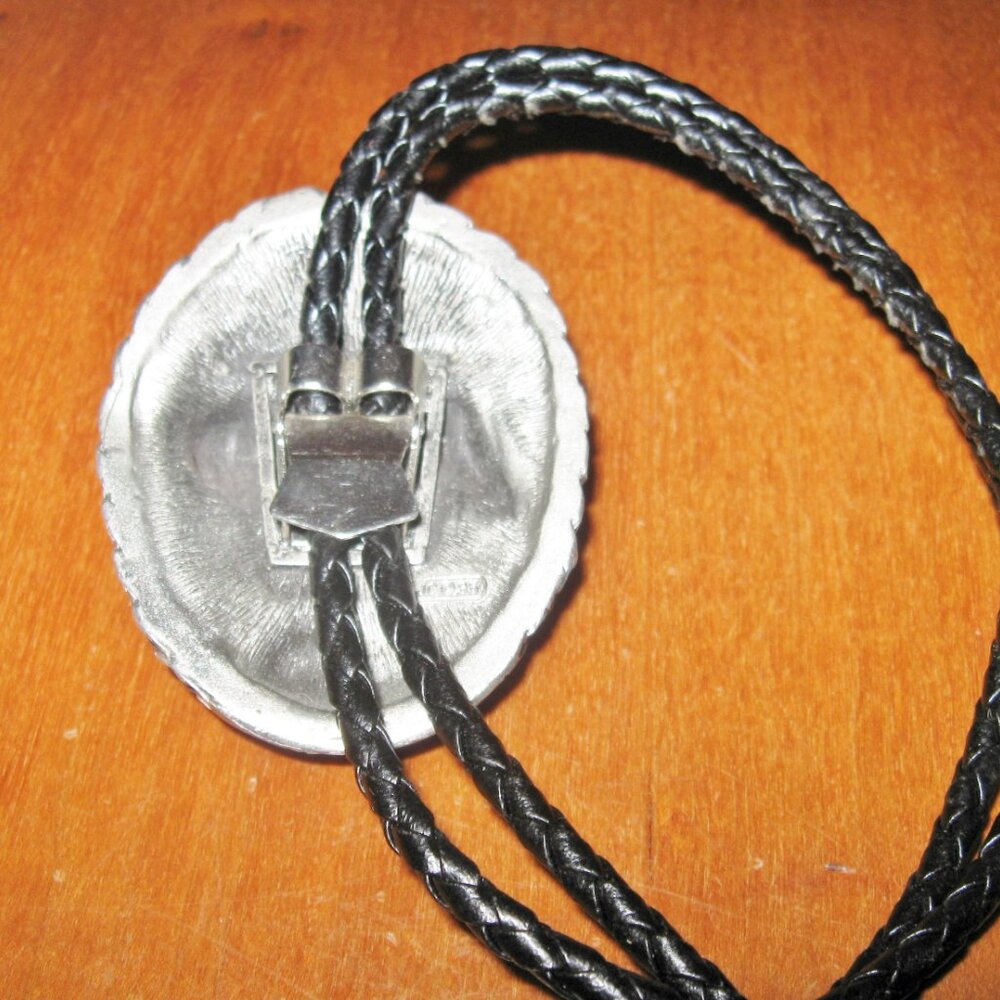Vintage Bolo Tie End of Trail Western Warrior Image w Adjustable Cord - Picture 5 of 13